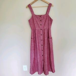 Rachel Zoe Linen Button Down Red Tweed Dress 8